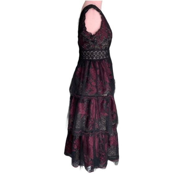 BHLDN Harcourt Dress in Black and Burgundy Size 2 NWT - Picture 6 of 13